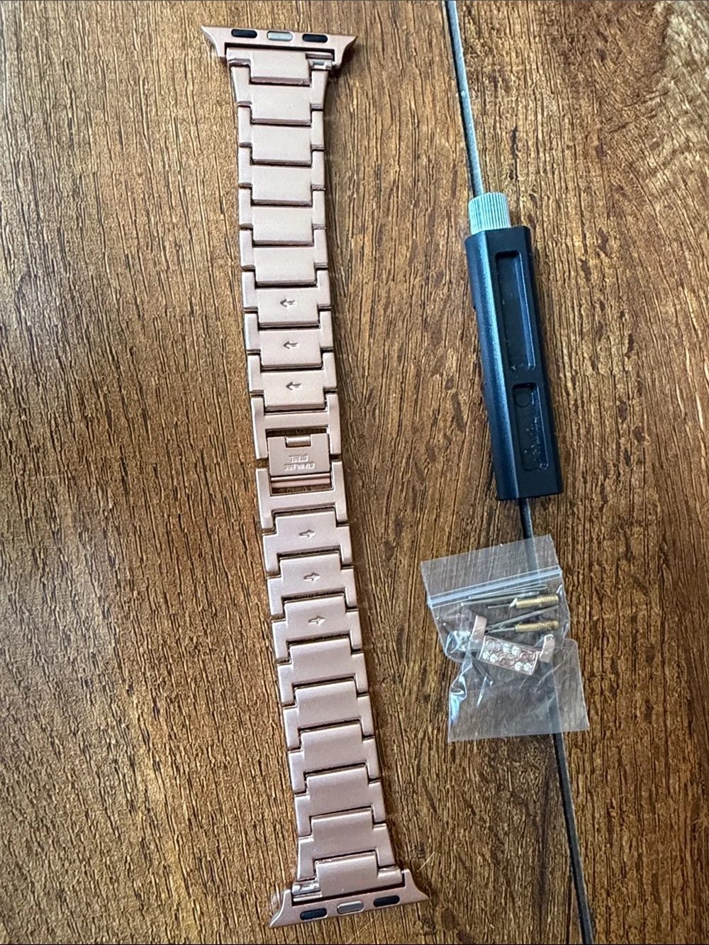 Apple Rose Gold Metal Link Watch Band with Tool & Extra Pins